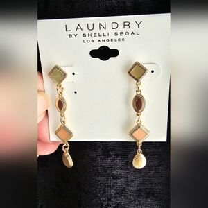 Laundry by Shelli Segal Gold Brown Green Natural Shades Earrings Stud New